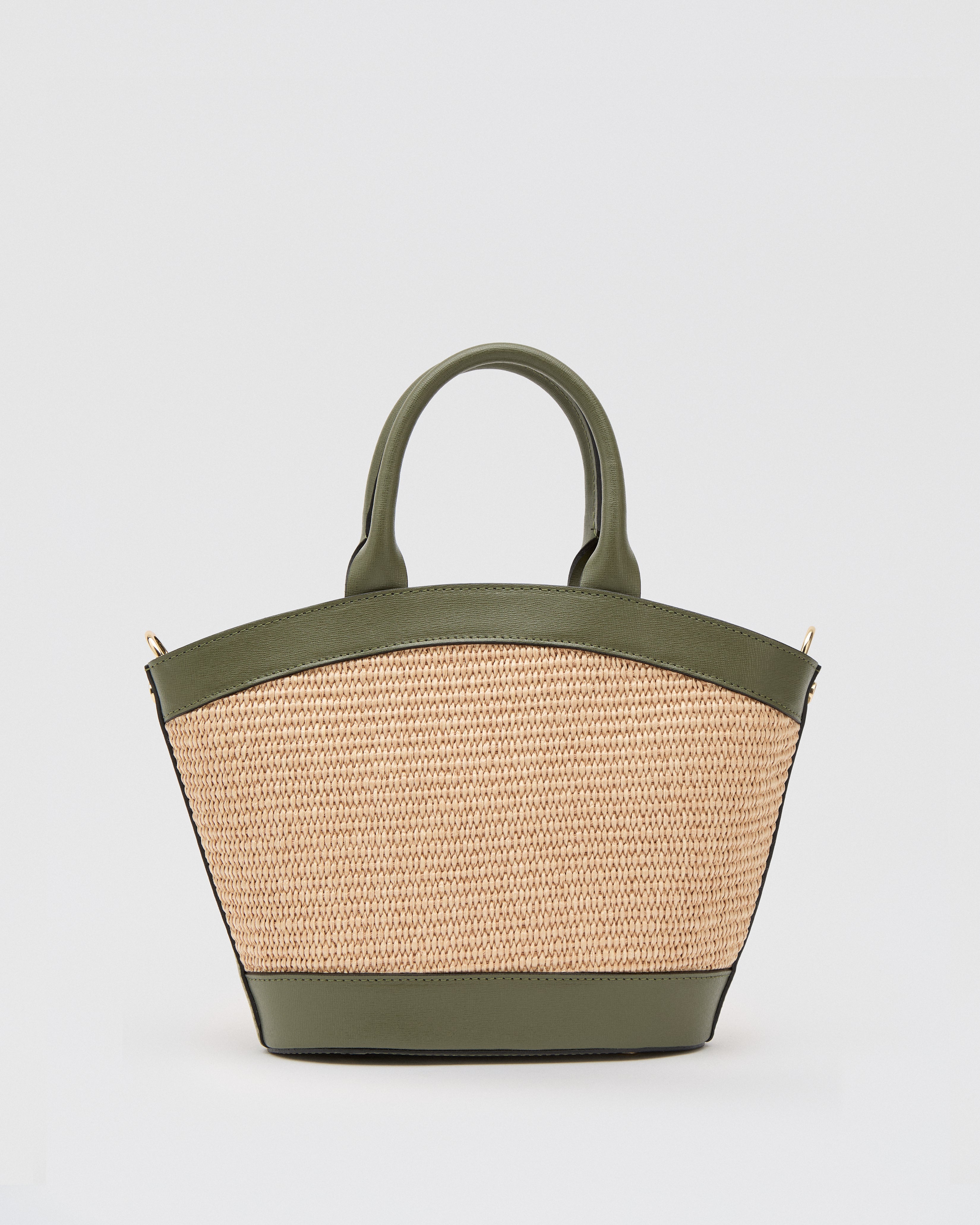 Mini Victoire raphia vert olive