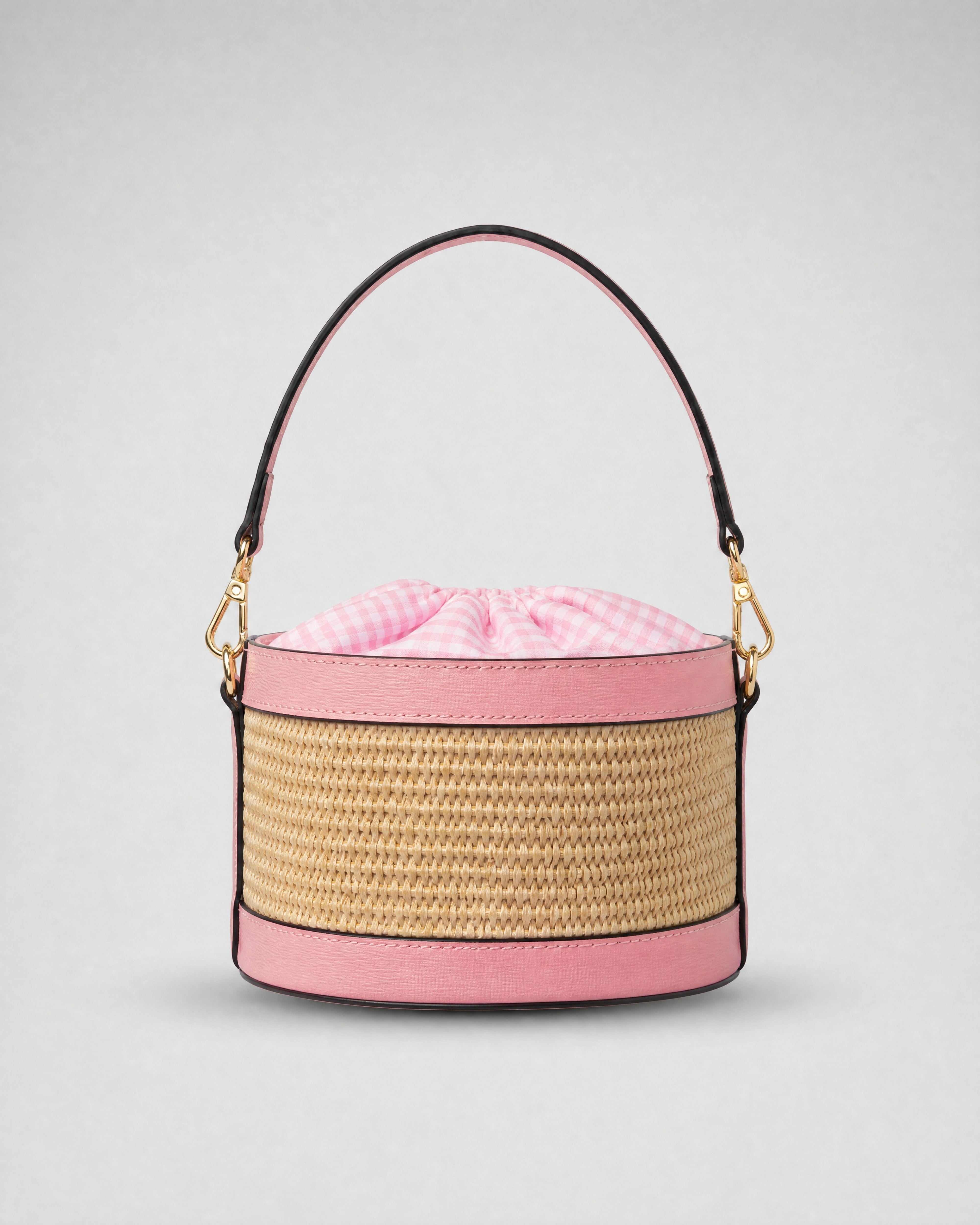Mini Peggy rafia rosa | chiusura Vichy rosa