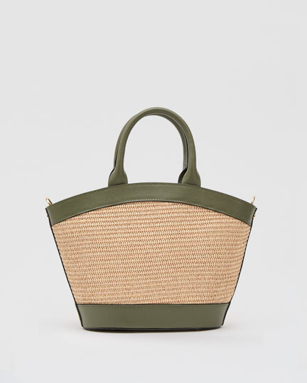 Mini Victoire rafia verde oliva