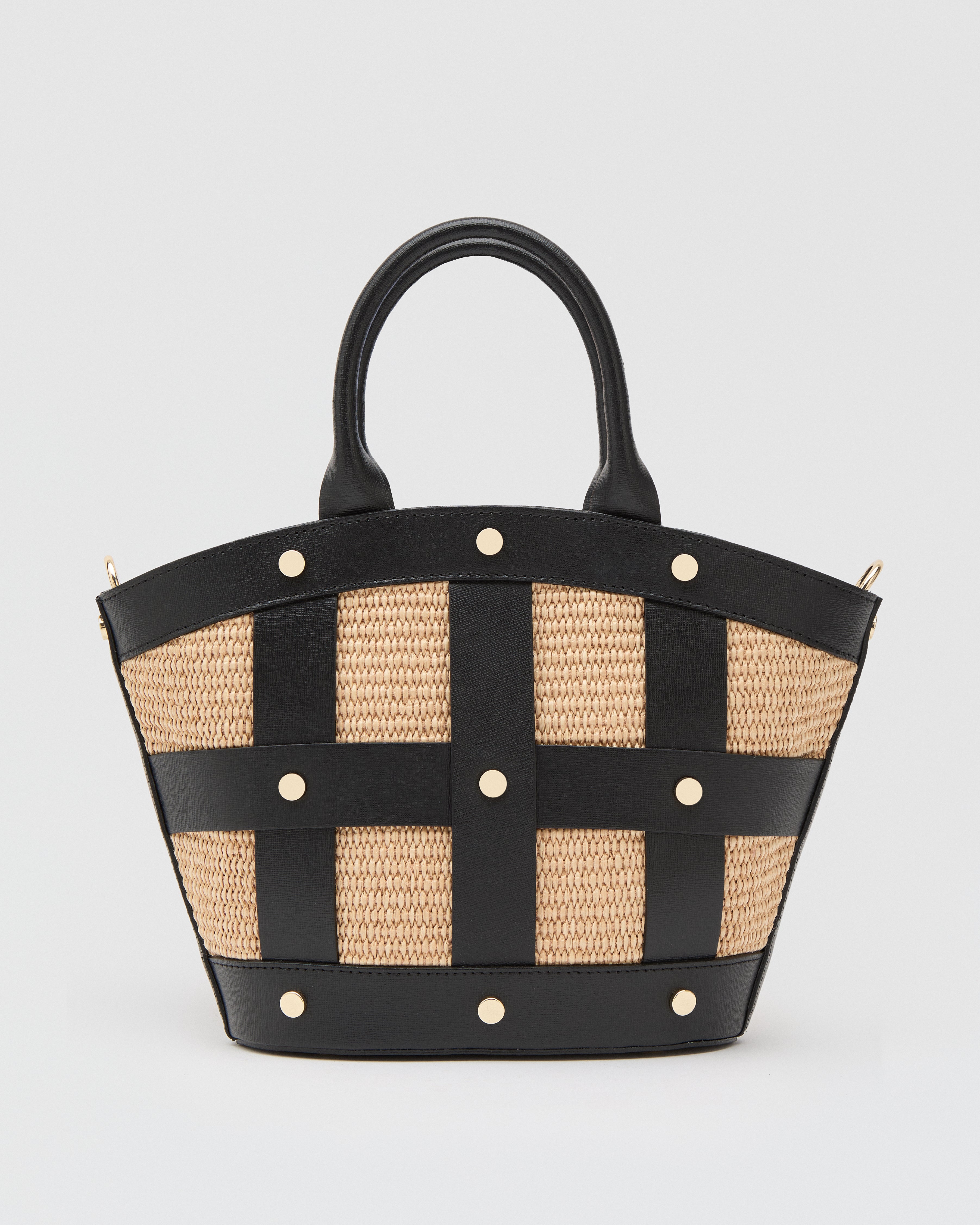 Mini Victoire stud rafia nero