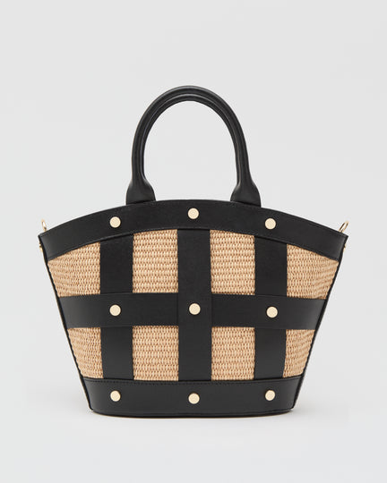Mini Victoire stud rafia nero