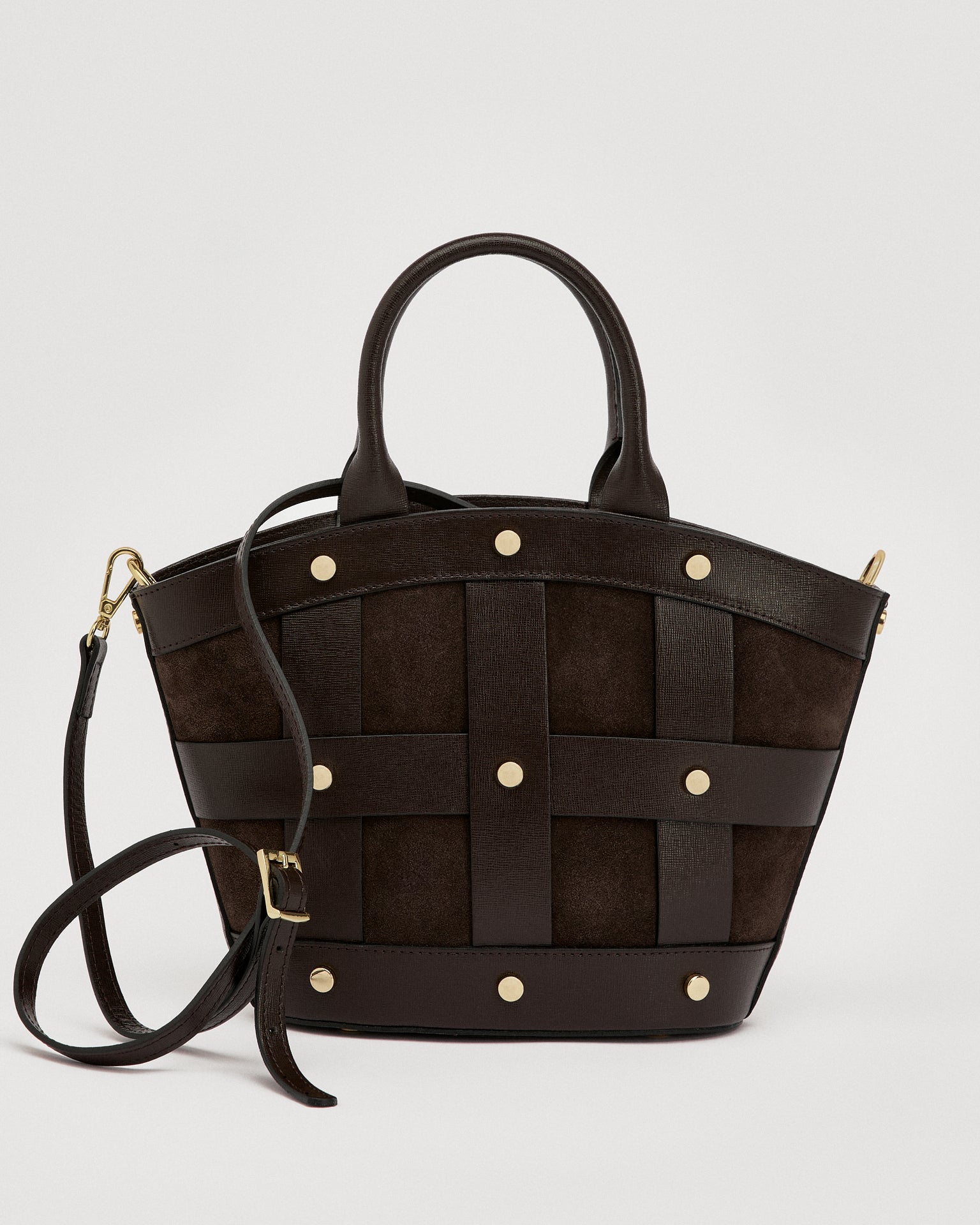 Mini Victoire stud suede marrone