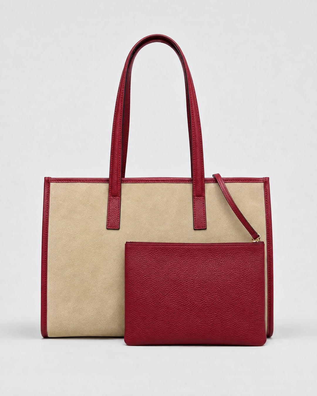 Camille suede beige | burgundy leather
