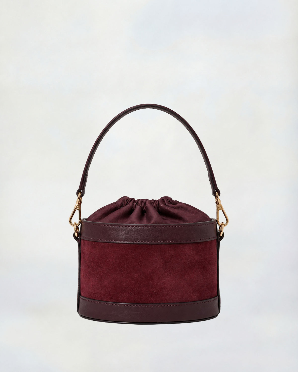 Mini Peggy en daim bordeaux | fermeture bordeaux