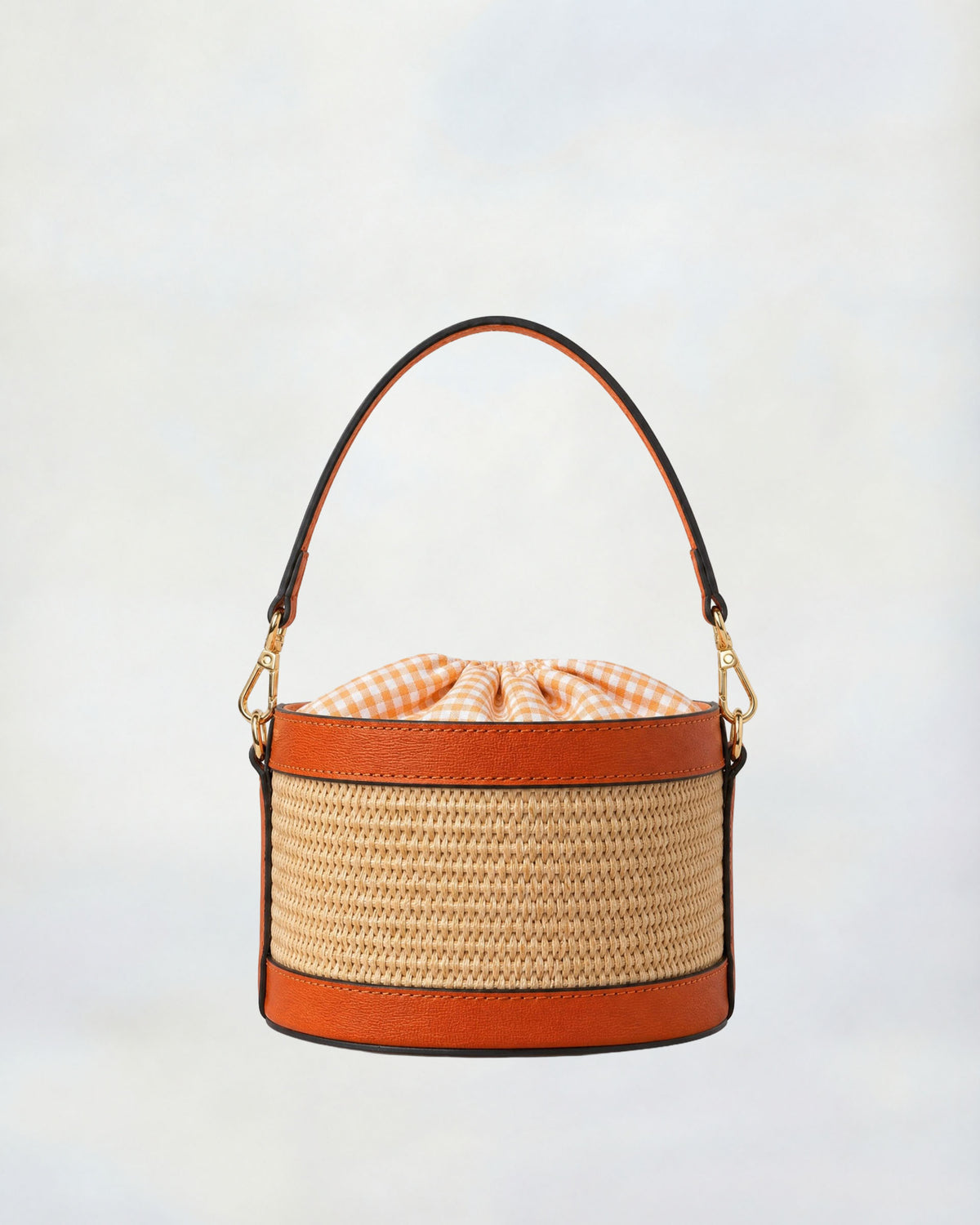Mini Peggy raphia orange | fermeture Vichy orange