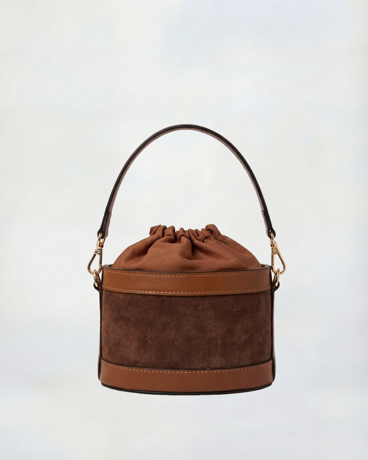 Mini Peggy en daim camel | fermeture camel