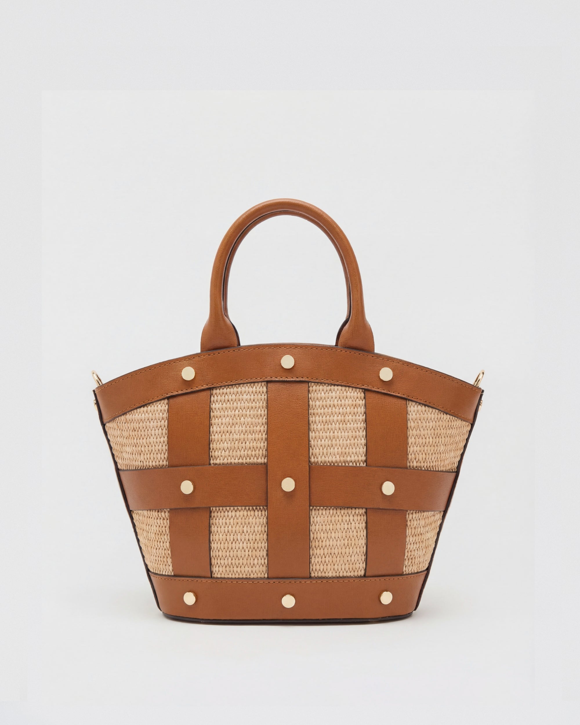 Mini Victoire stud raffia camel