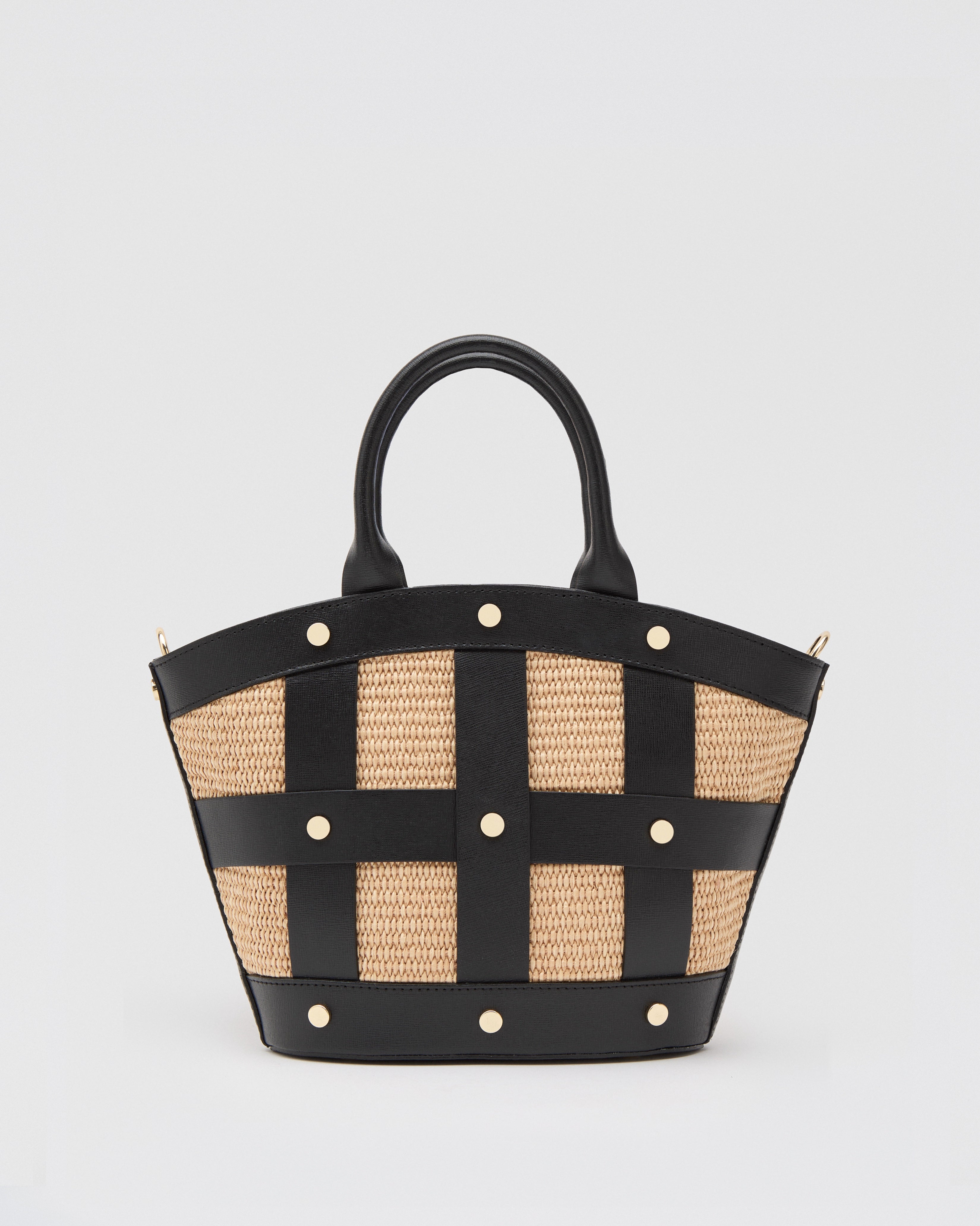 Mini Victoire stud raphia noir