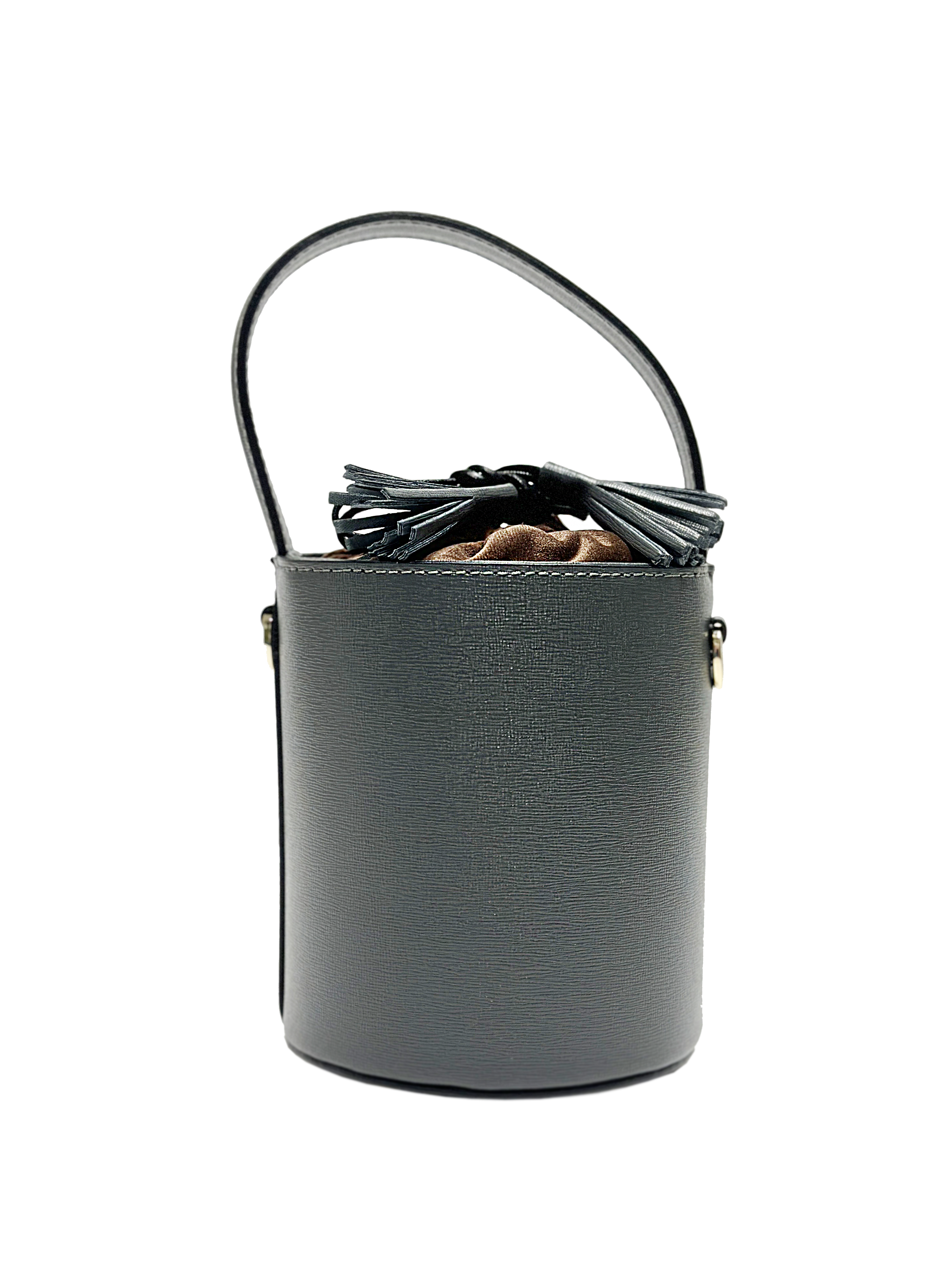Mini Catherine grigio | chiusura velluto marrone