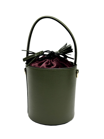Mini Catherine verde oliva | chiusura velluto bordeaux