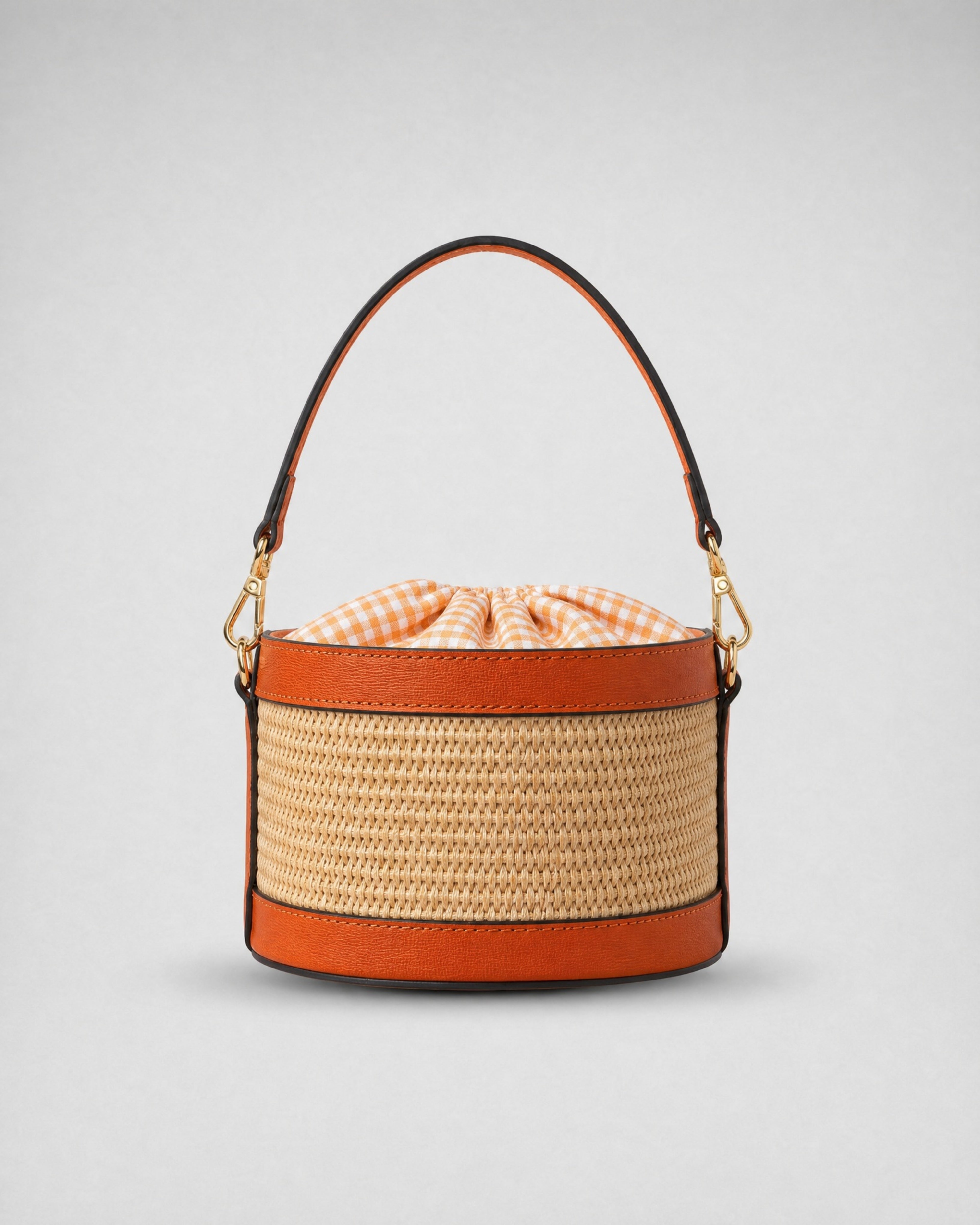 Mini Peggy raphia orange | fermeture Vichy orange