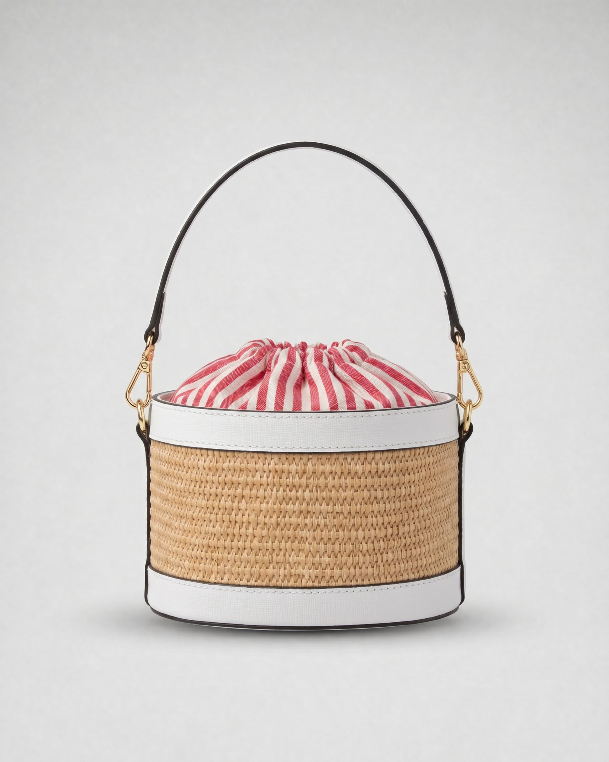 Mini Peggy raphia blanc | fermeture rayures rouges