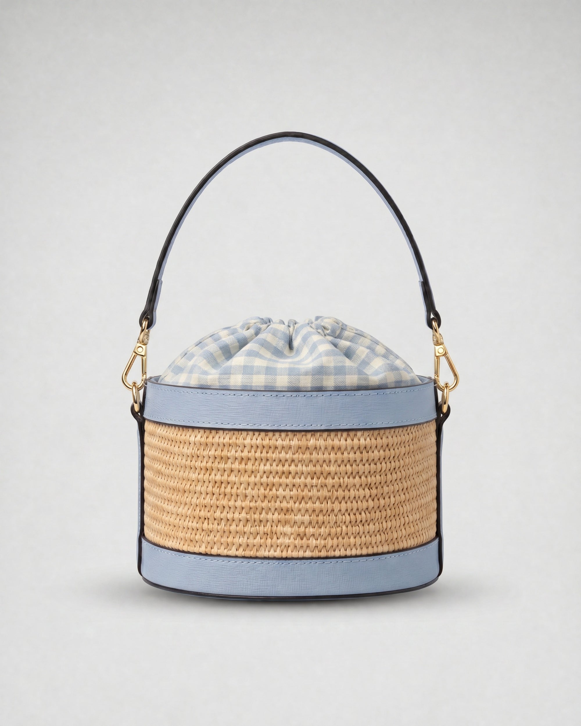 Mini Peggy raphia bleu bébé | fermeture Vichy bleu bébé