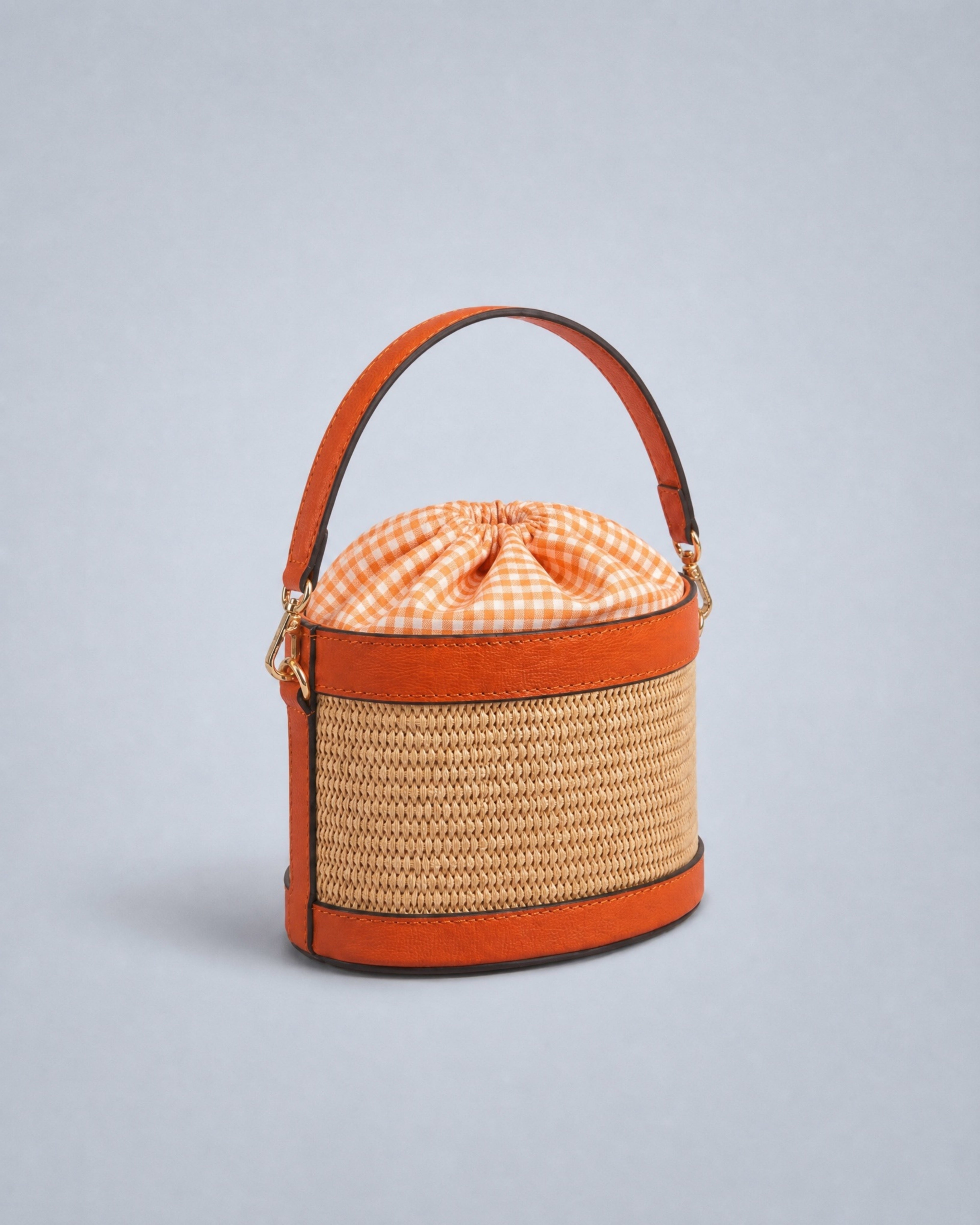 Mini Peggy raphia orange | fermeture Vichy orange