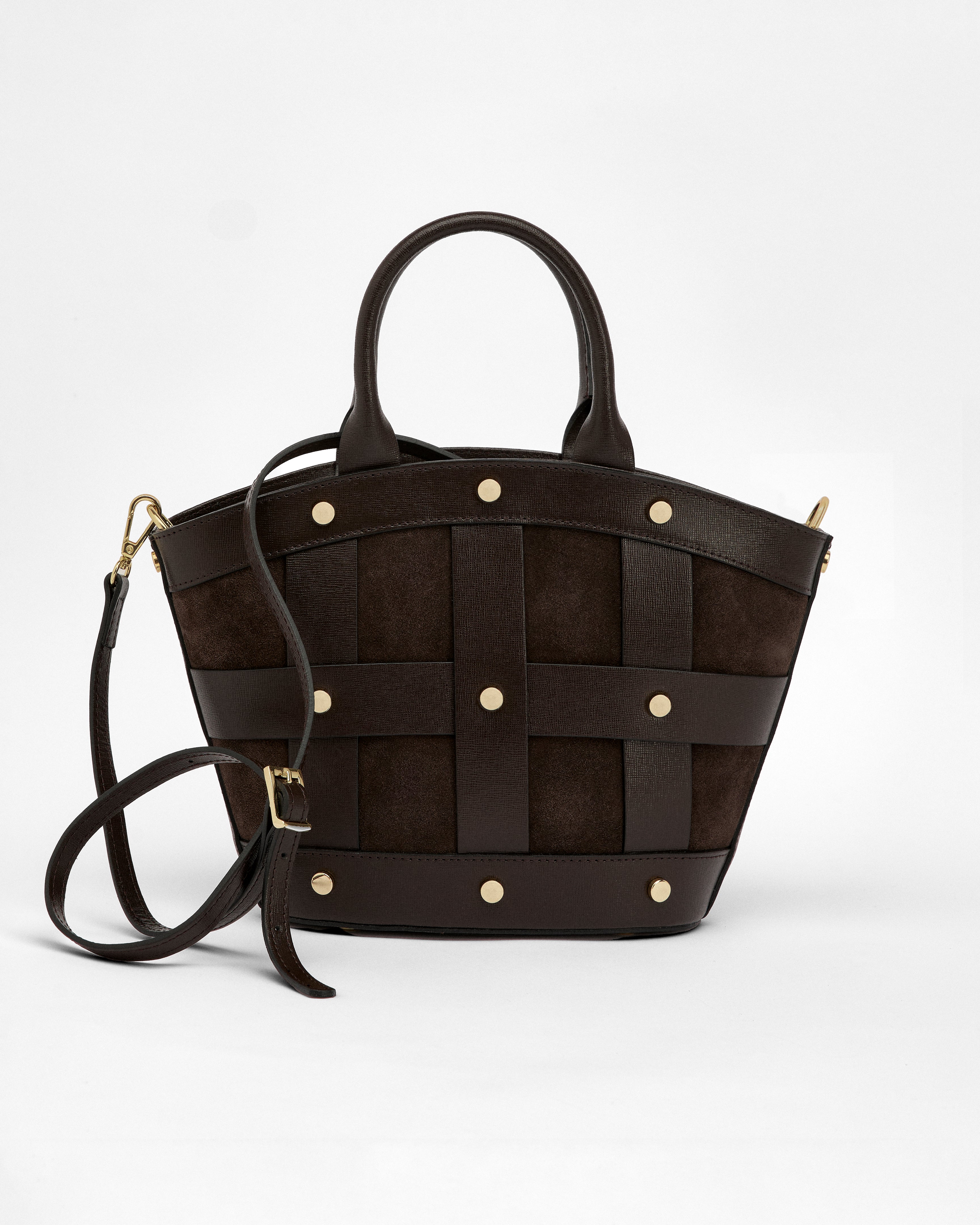 Mini Victoire stud suede marrone