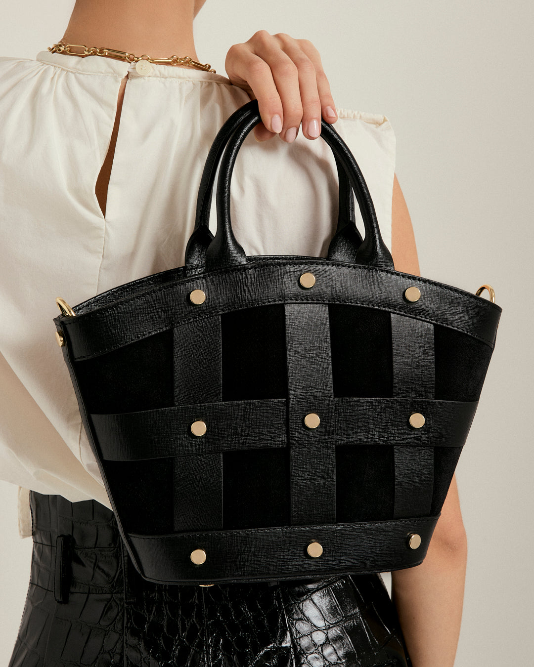 Mini Victoire stud suede marrone