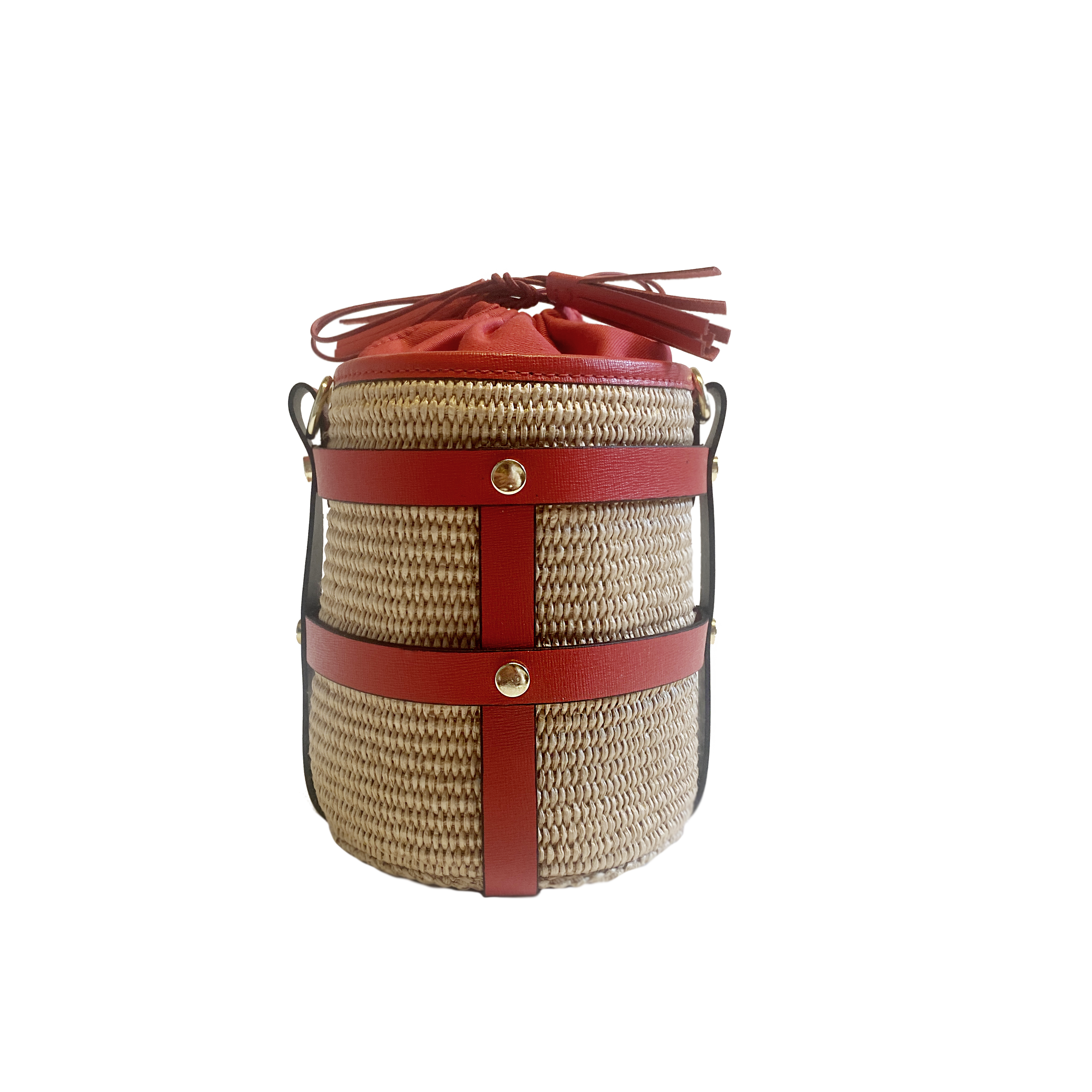 Lucie raffia, red leather