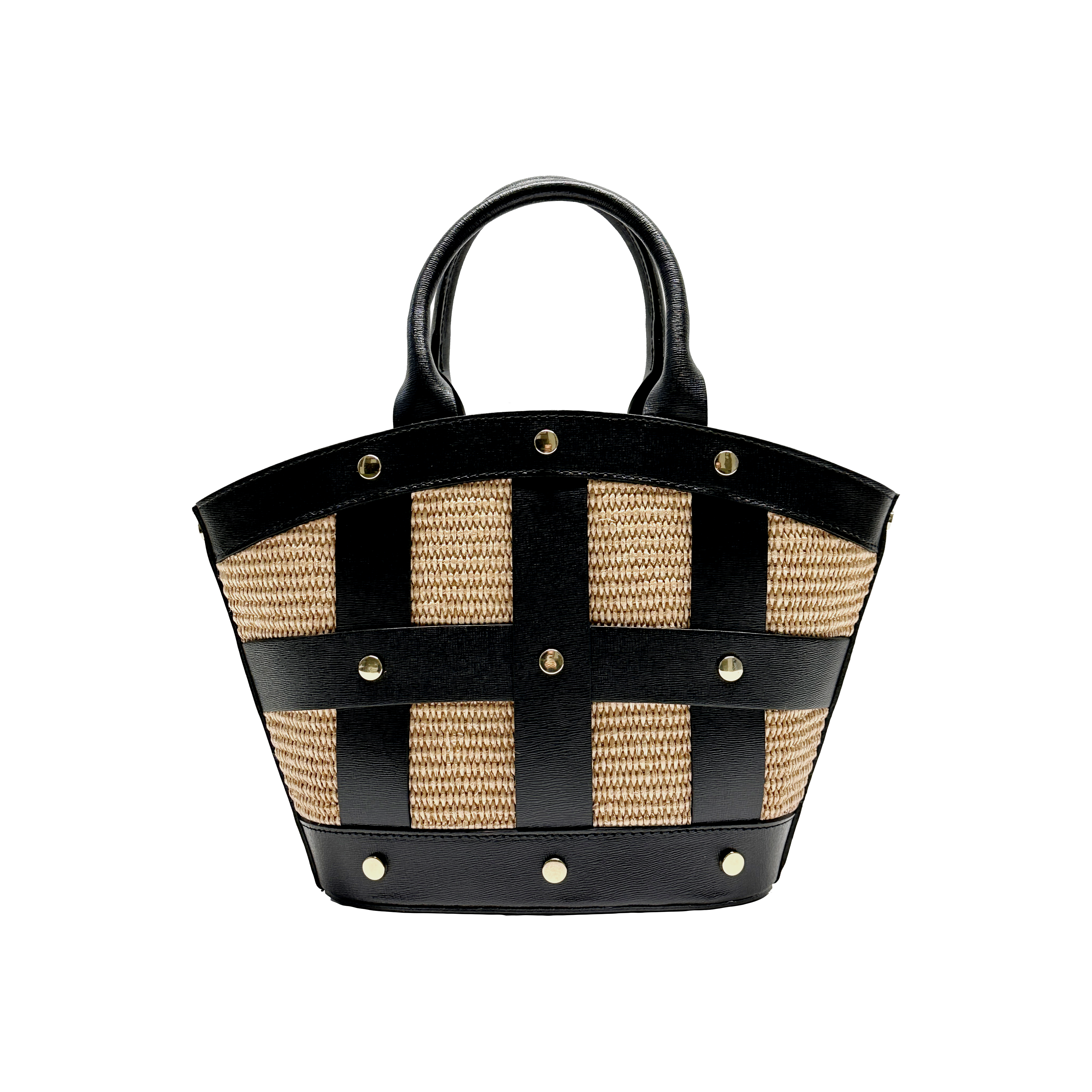 Mini Victoire stud raffia black