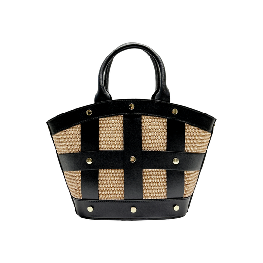 Mini Victoire stud raffia black