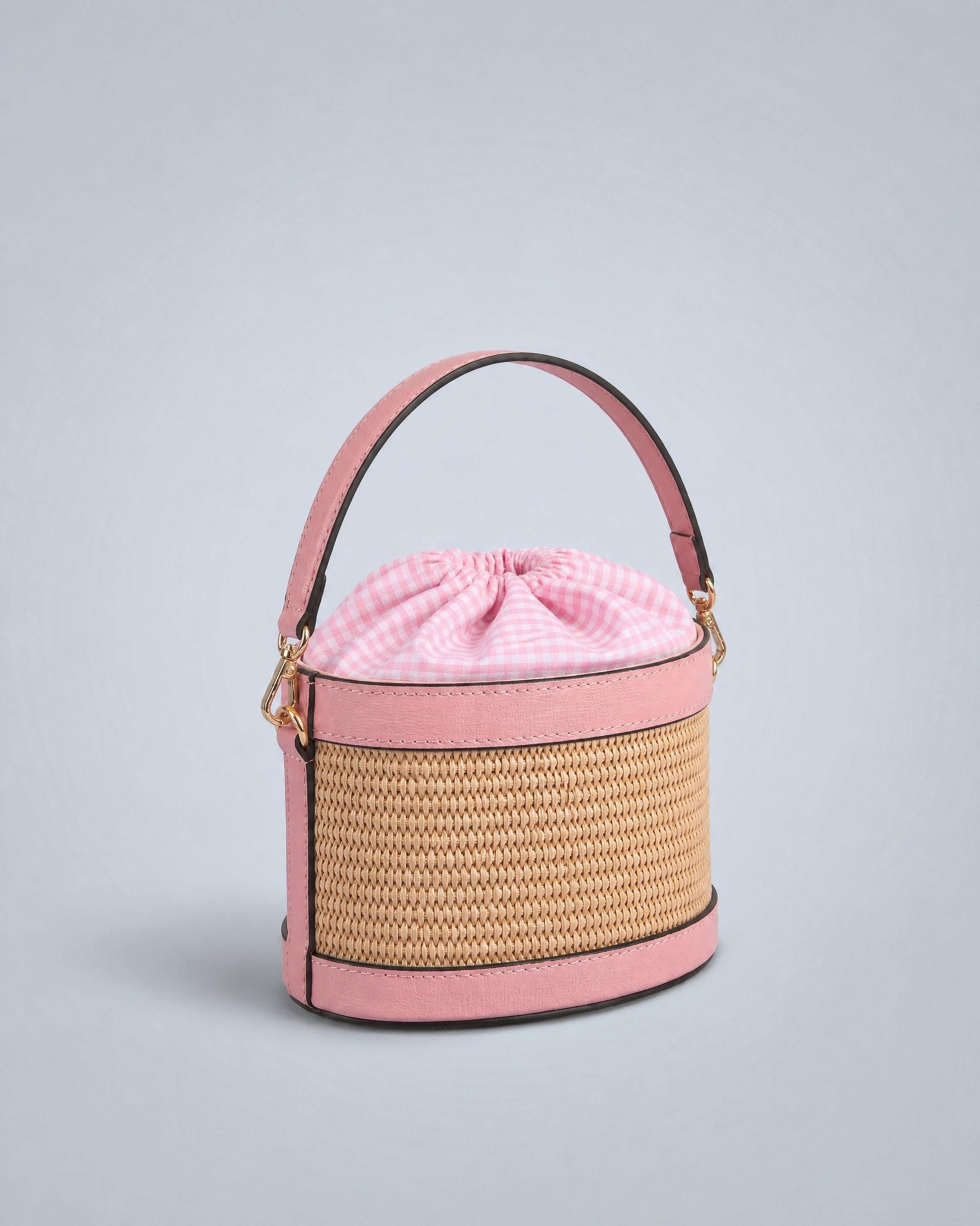 Mini Peggy rafia rosa | chiusura Vichy rosa