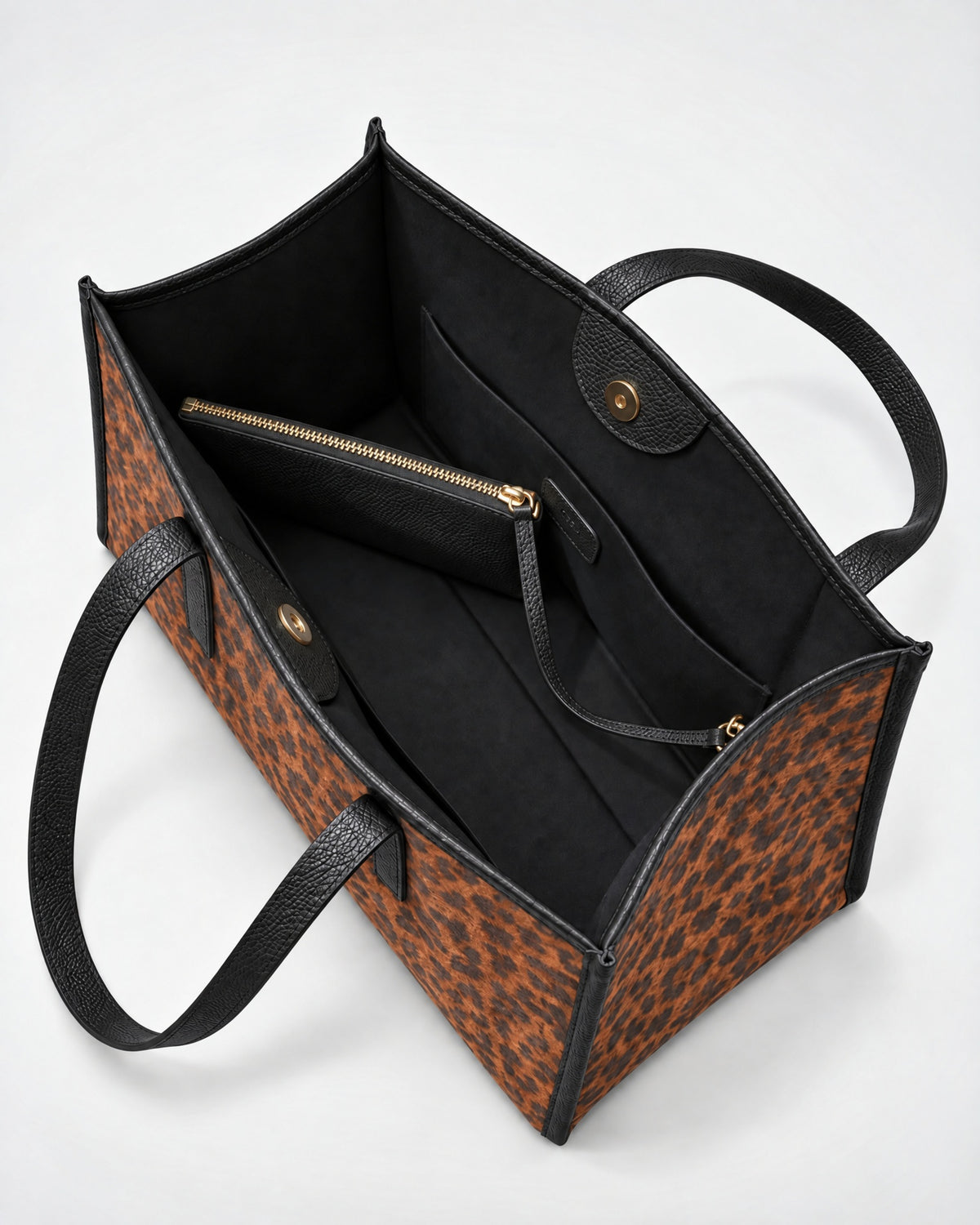 Mini Camille en daim léopard cuir noir