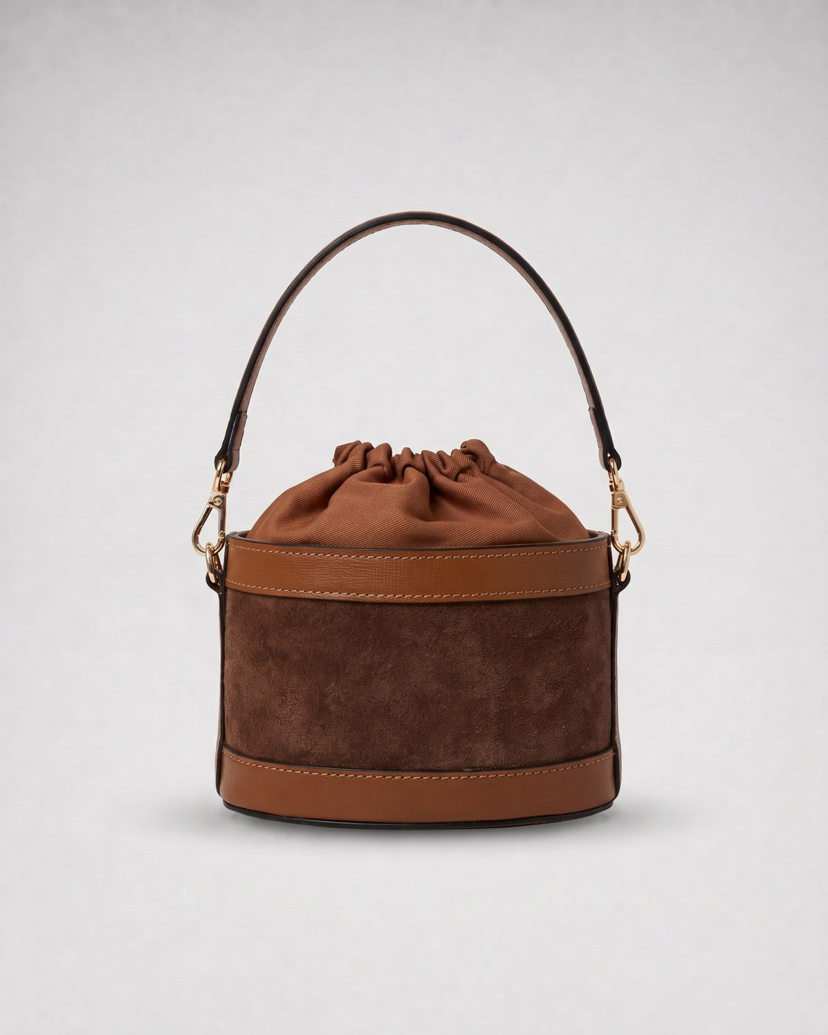 Mini Peggy suede cammello | chiusura cammello