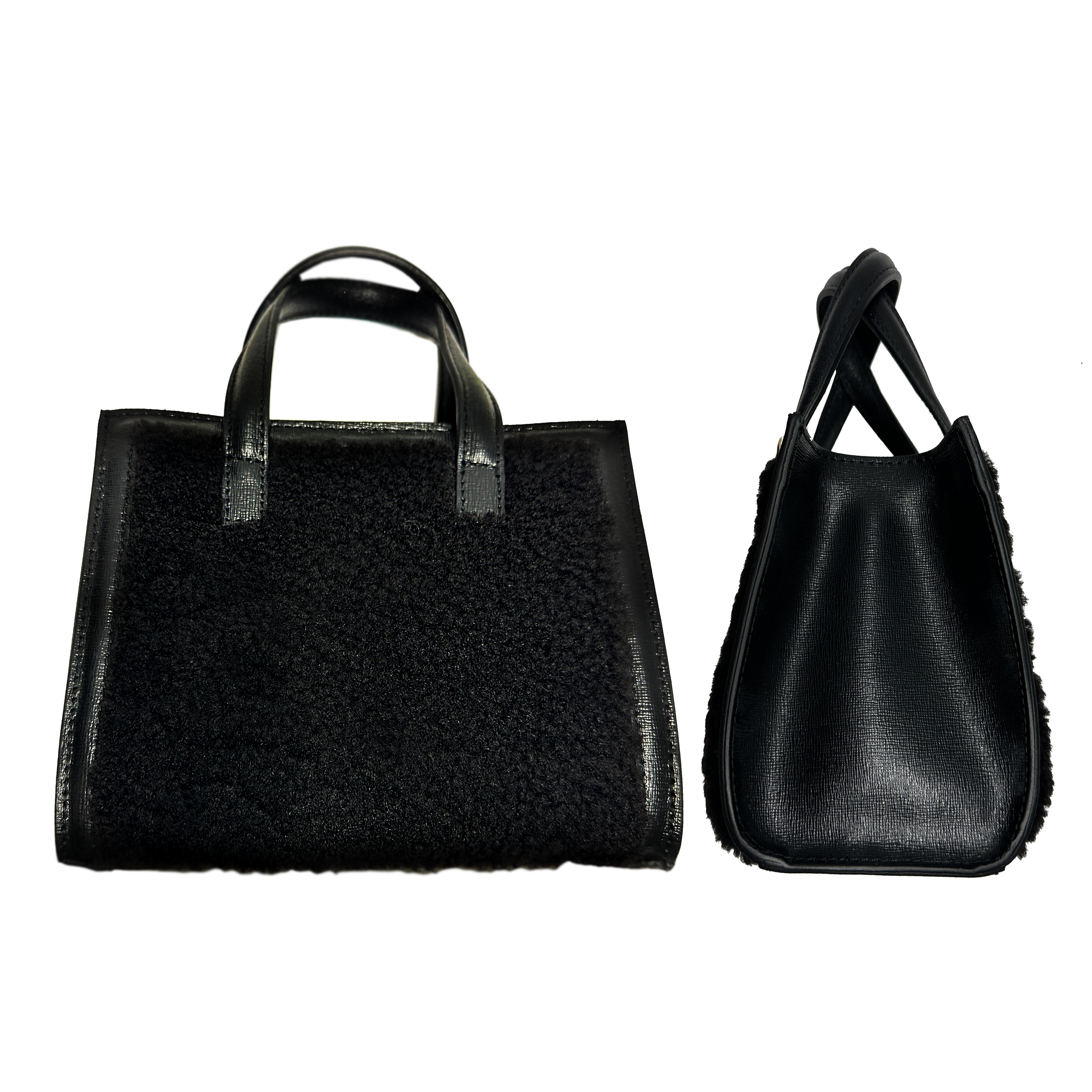 Mini Sophie black shearling, black leather