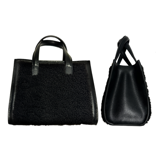 Mini Sophie black shearling, black leather