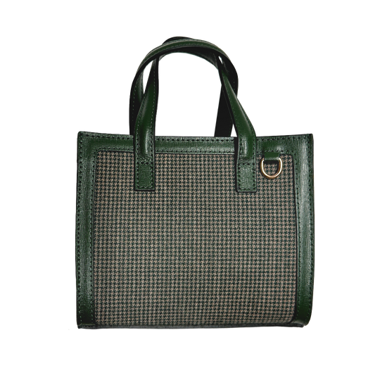 Mini Sophie tweed, green leather