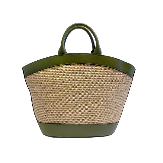 Victoire olive green raffia