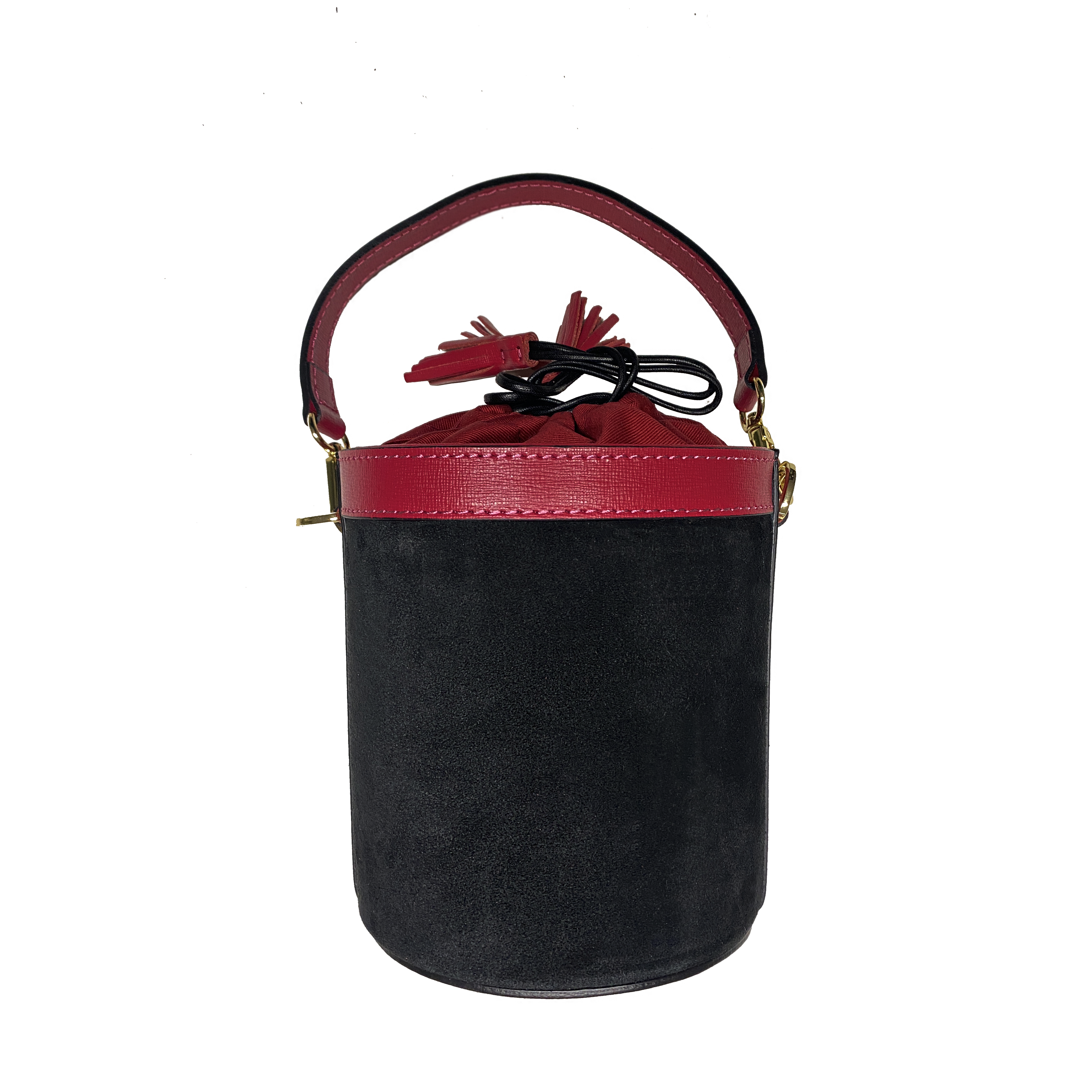 Angèle black suede, fuchsia leather