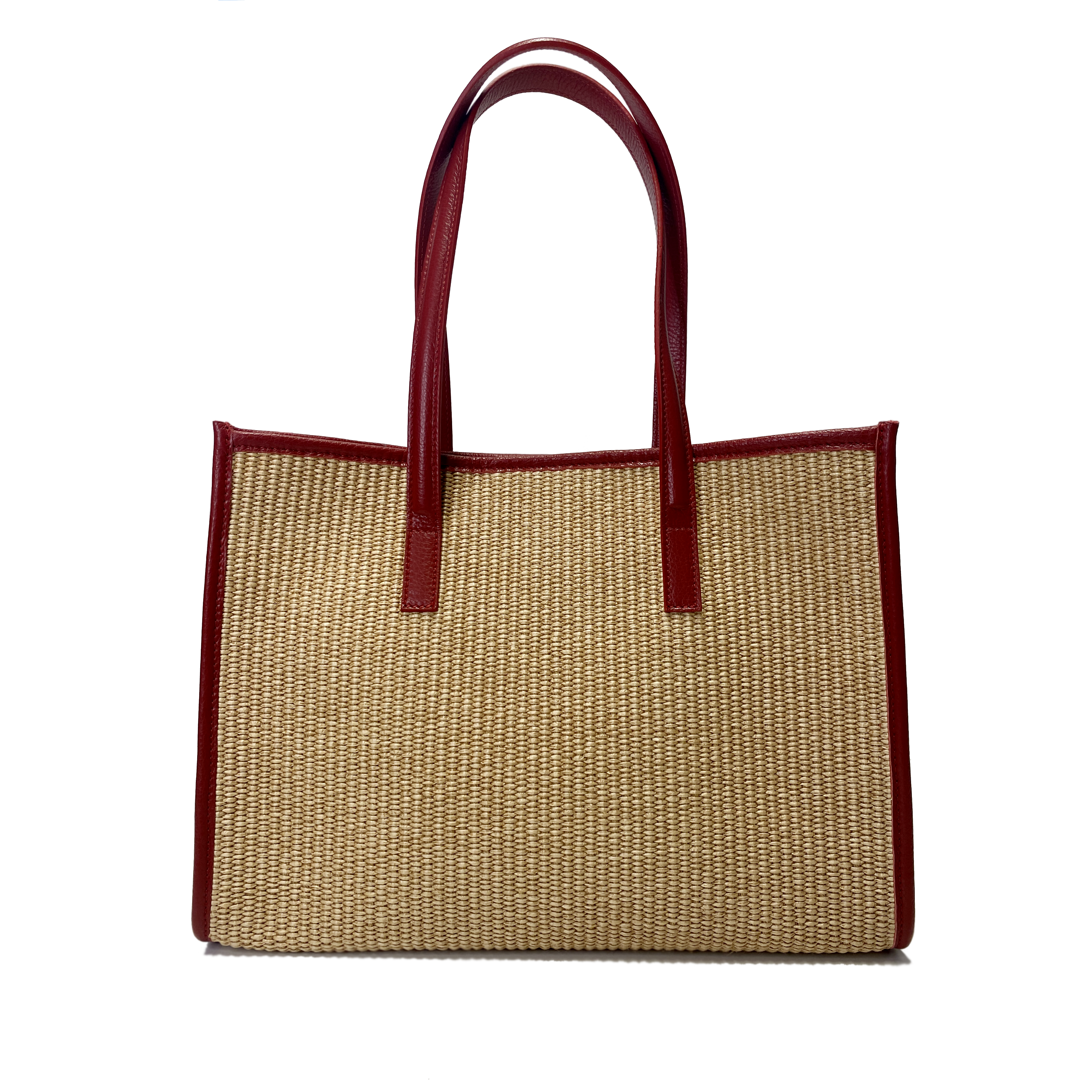 Camille raffia, red leather