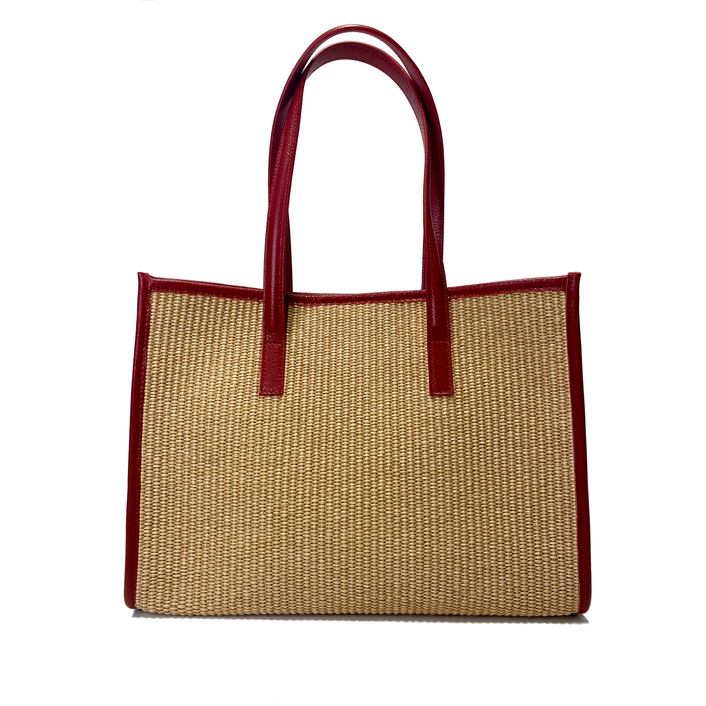 Camille raffia, red leather