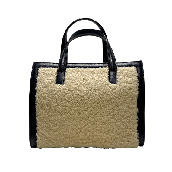 Sophie white shearling, black leather