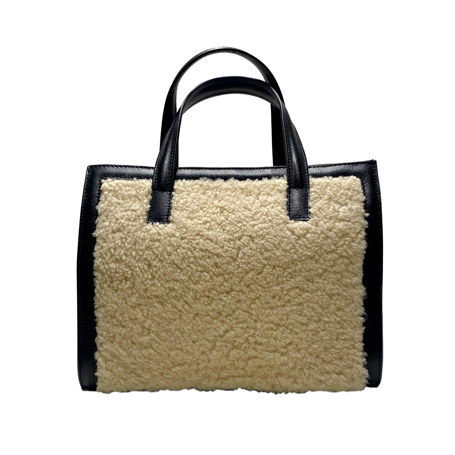 Sophie white shearling, black leather