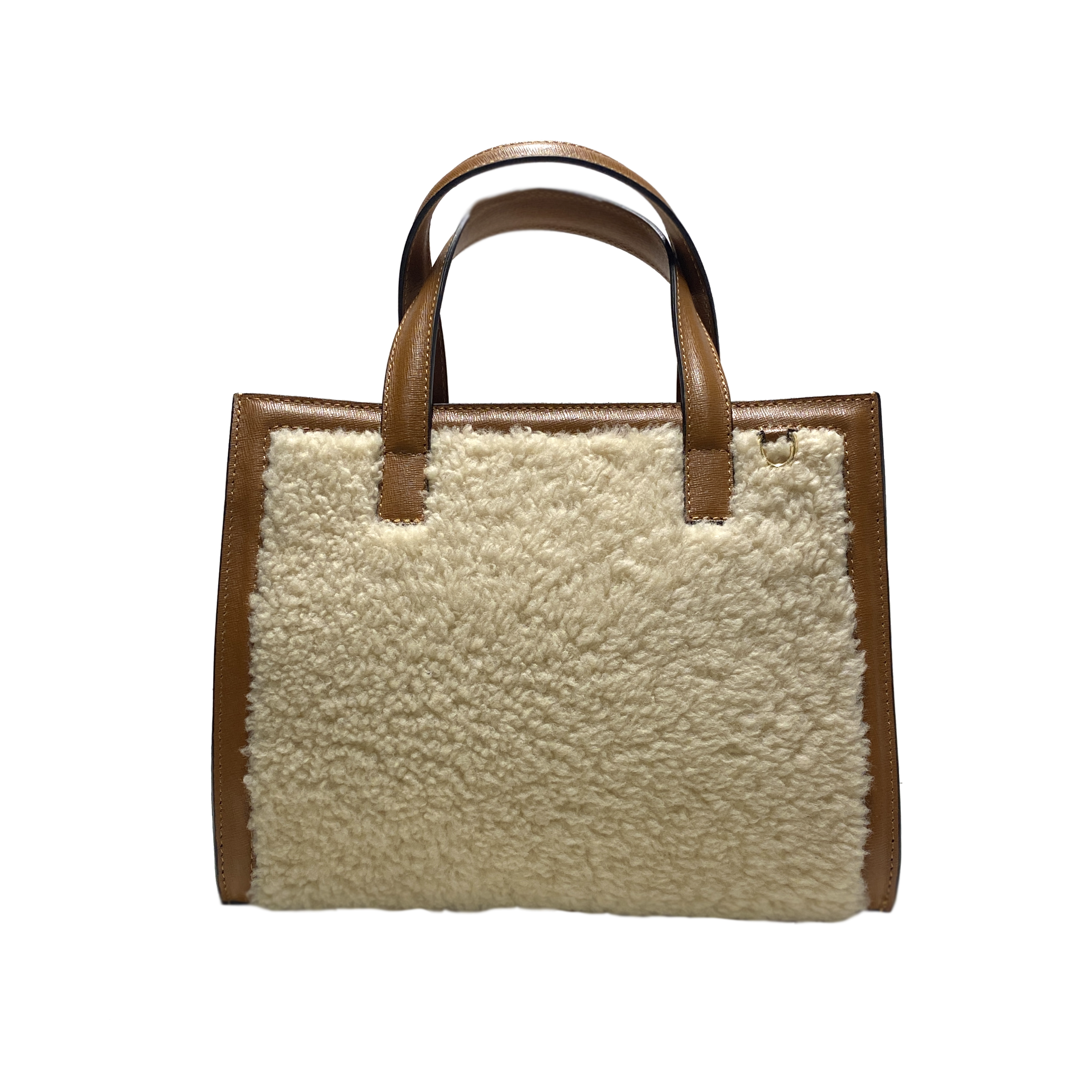 Sophie white shearling, camel leather