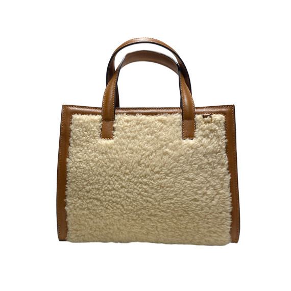 Sophie white shearling, camel leather