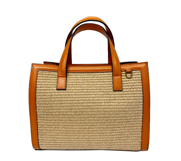 Sophie raffia, orange leather