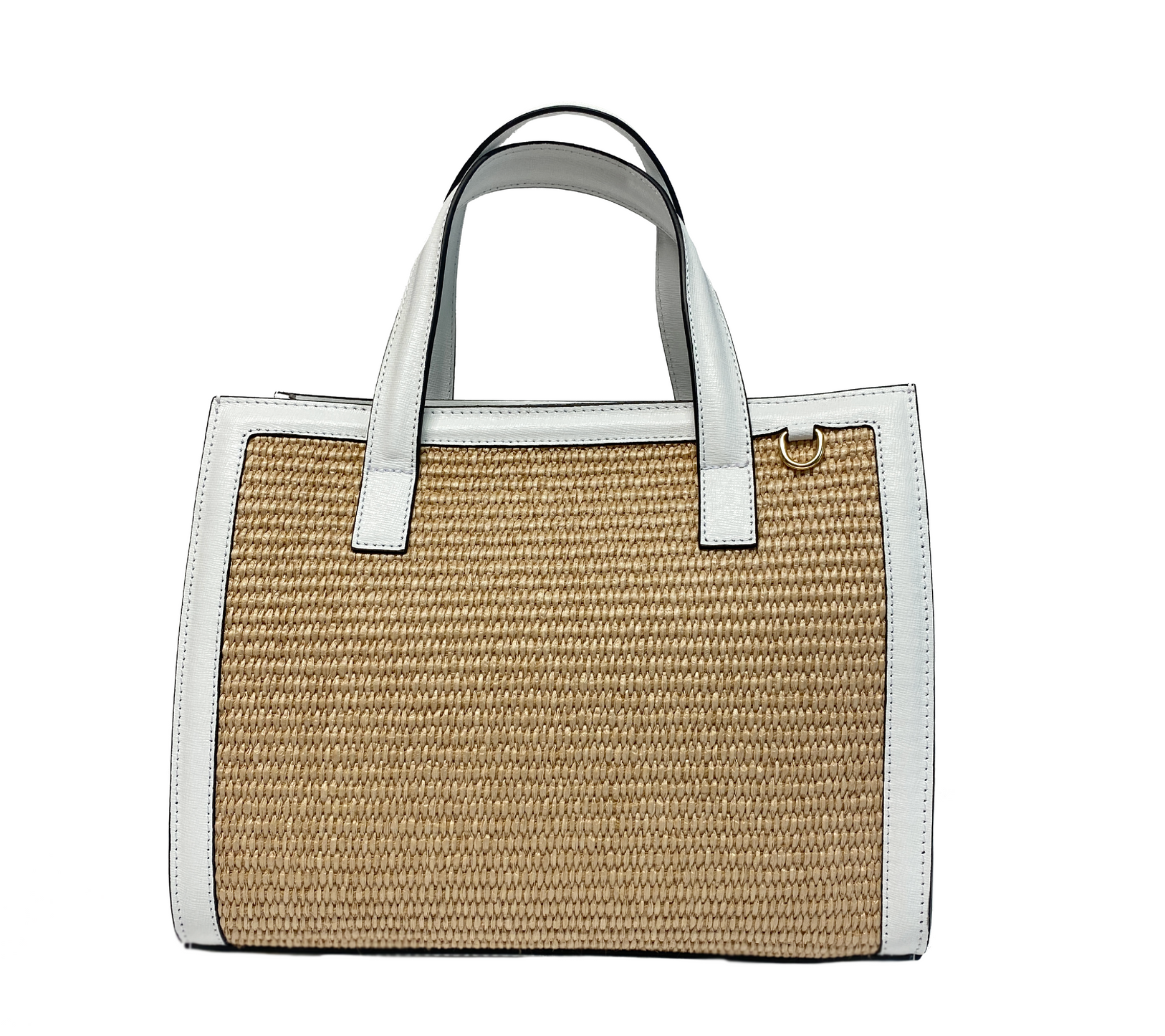 Sophie raffia, white leather