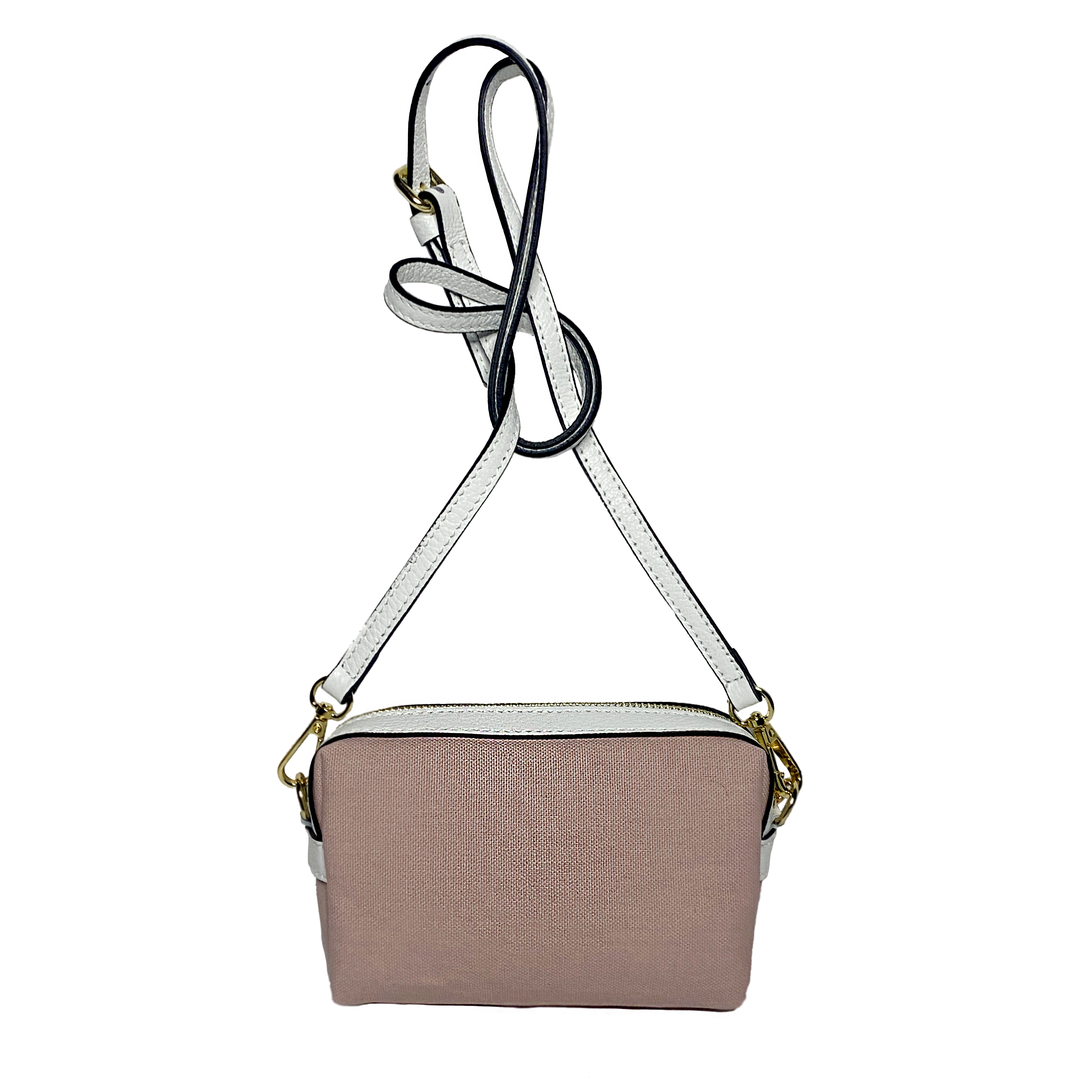 Virginie pink canvas, white leather