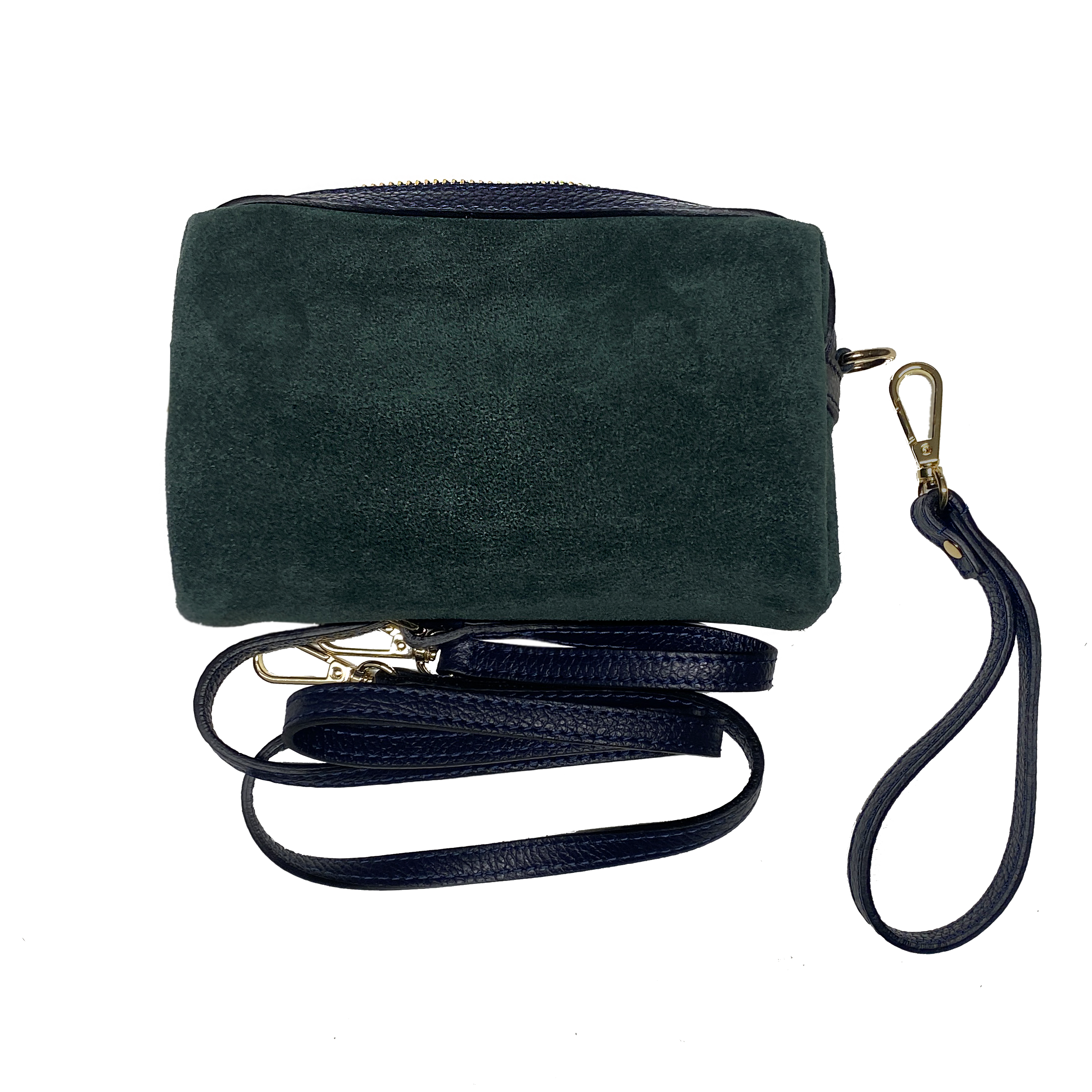 Virginie green suede, blue leather