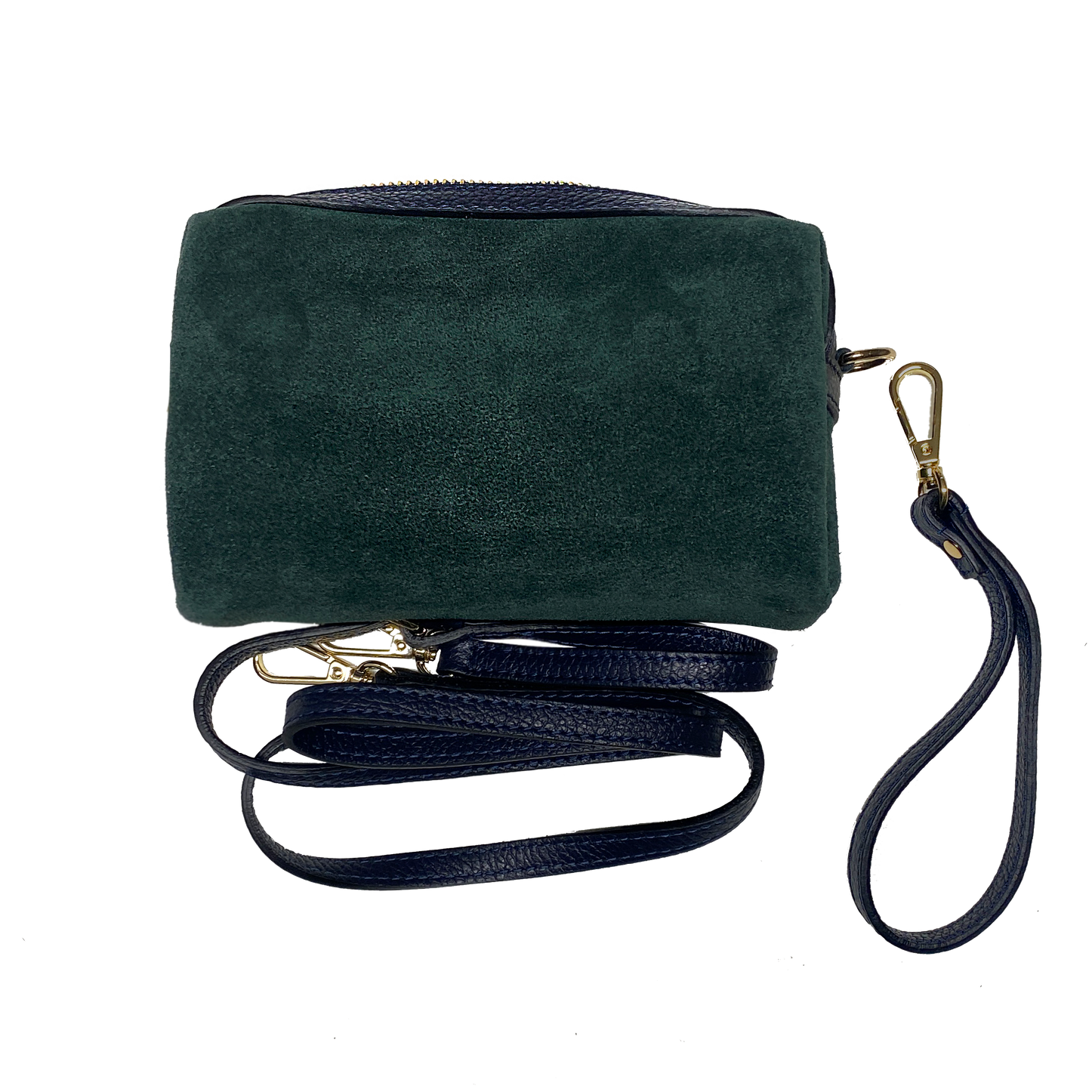 Virginie green suede, blue leather