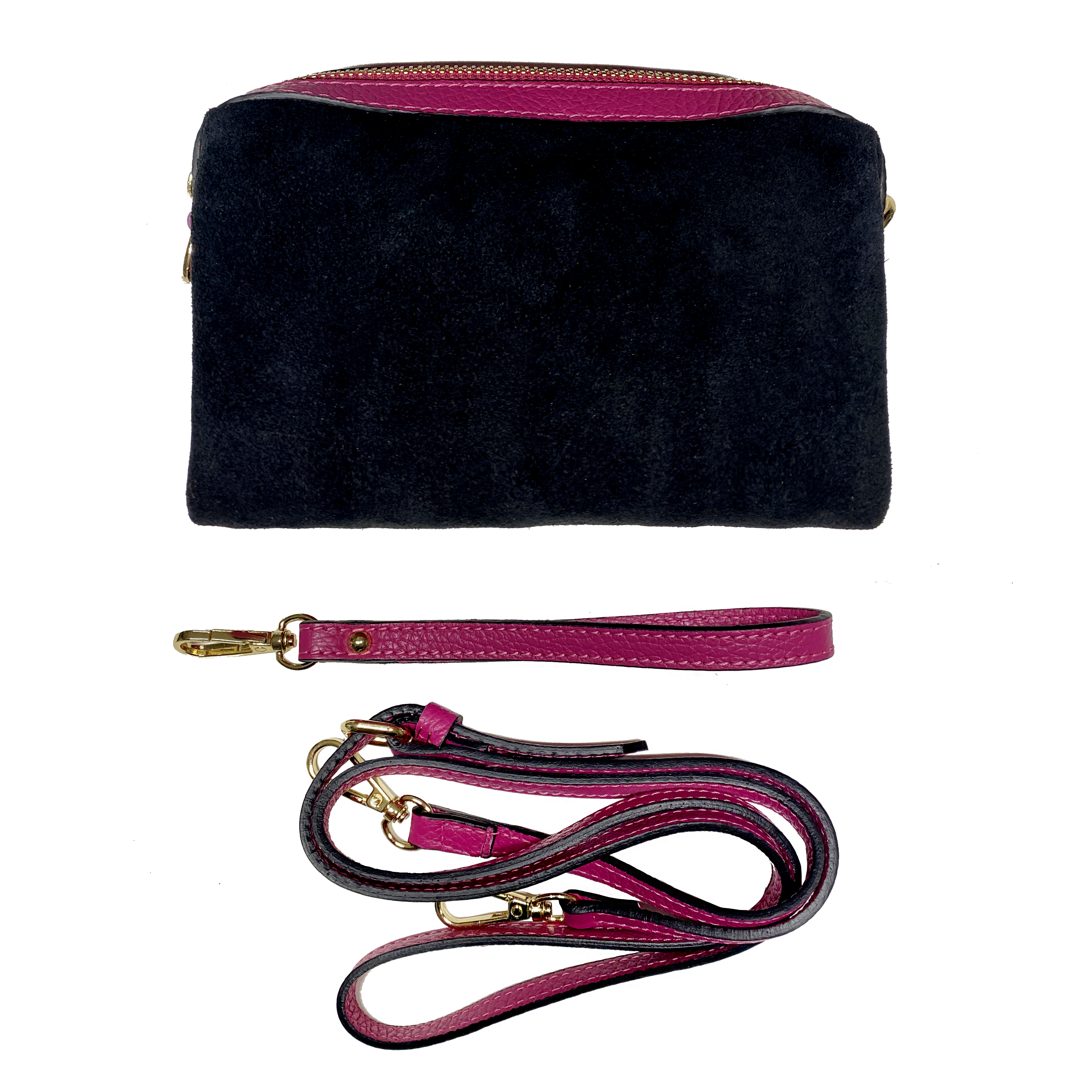 Virginie suede nero fucsia