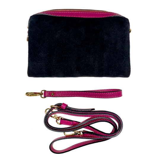 Virginie fuchsia en daim noir