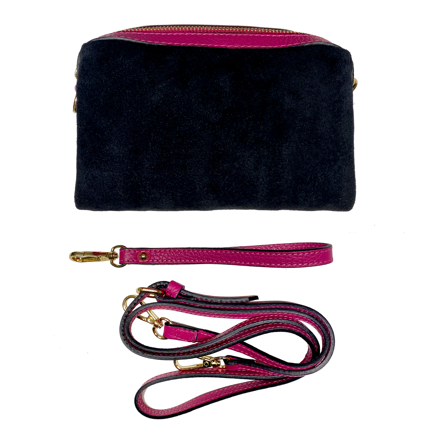 Virginie suede nero fucsia