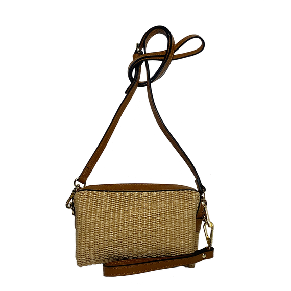 Virginie raffia, camel leather