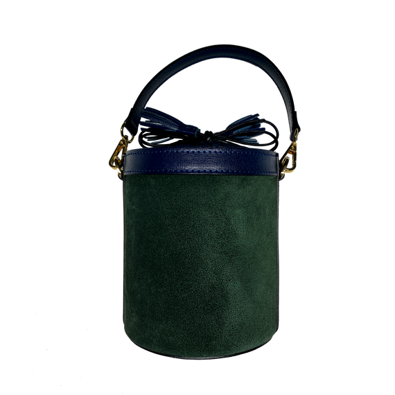 Angèle green suede, blue leather