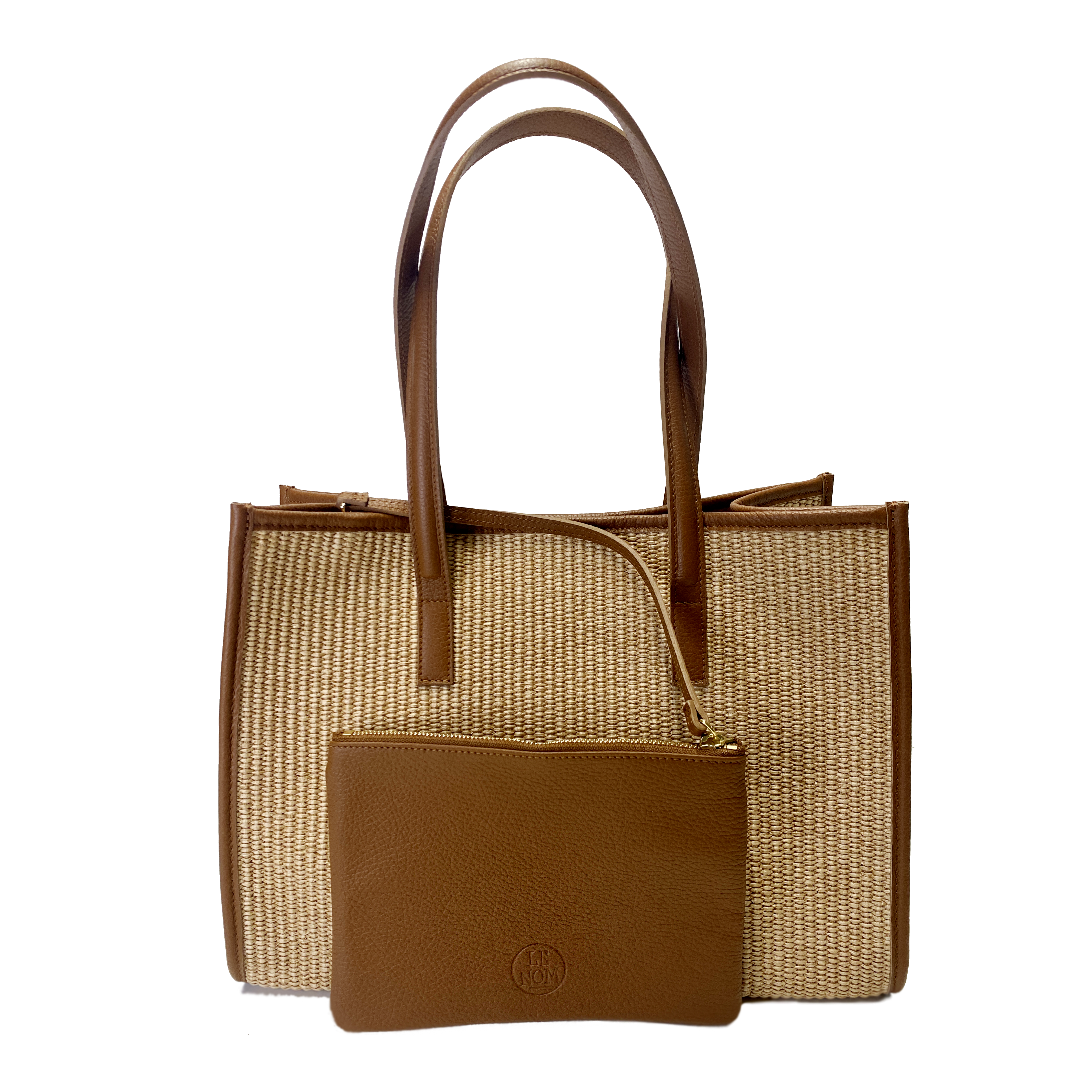 Camille raffia, camel leather