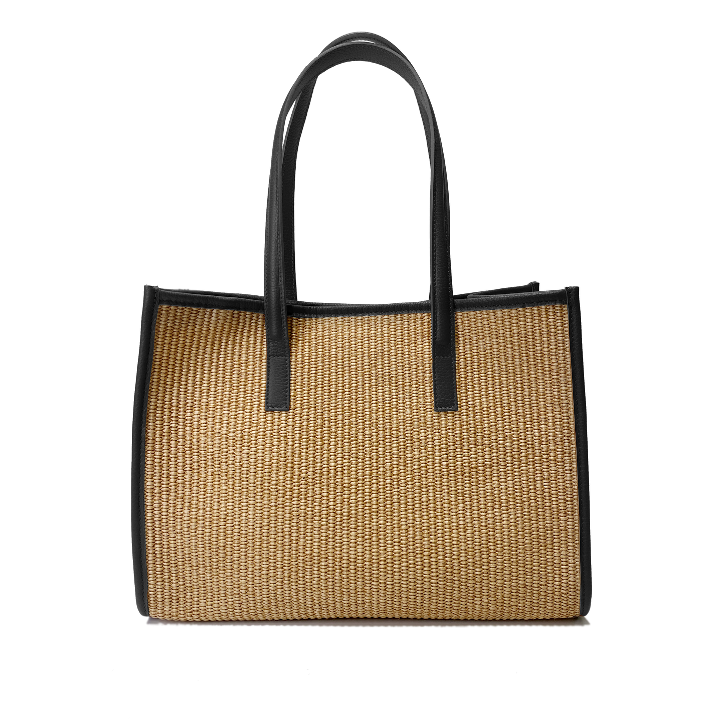 Camille raffia, black leather