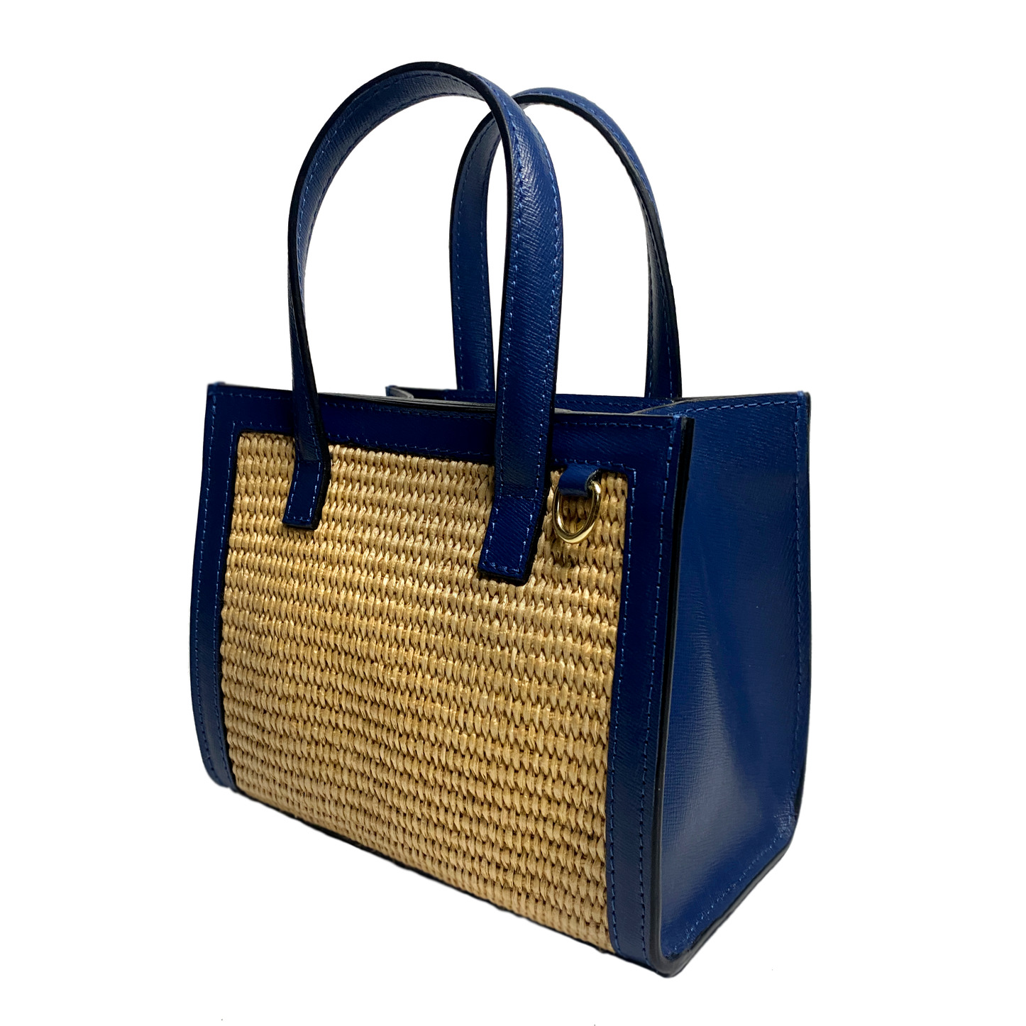 Mini Sophie raffia, blue leather